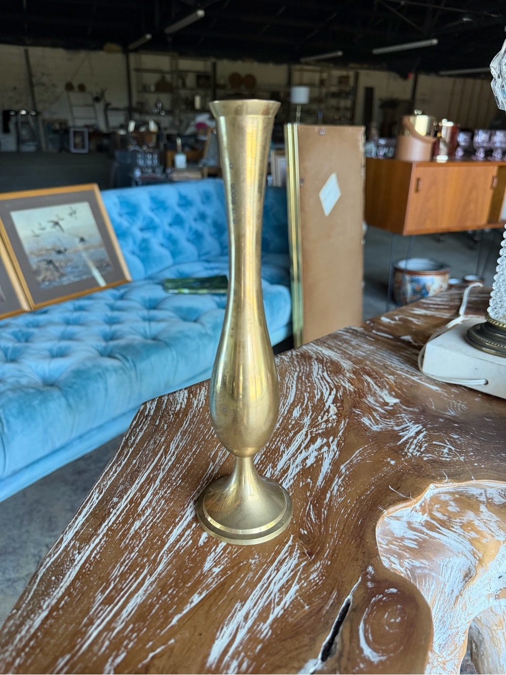Brass Bud Vase — Elegant Tall Metal Vase in Gold